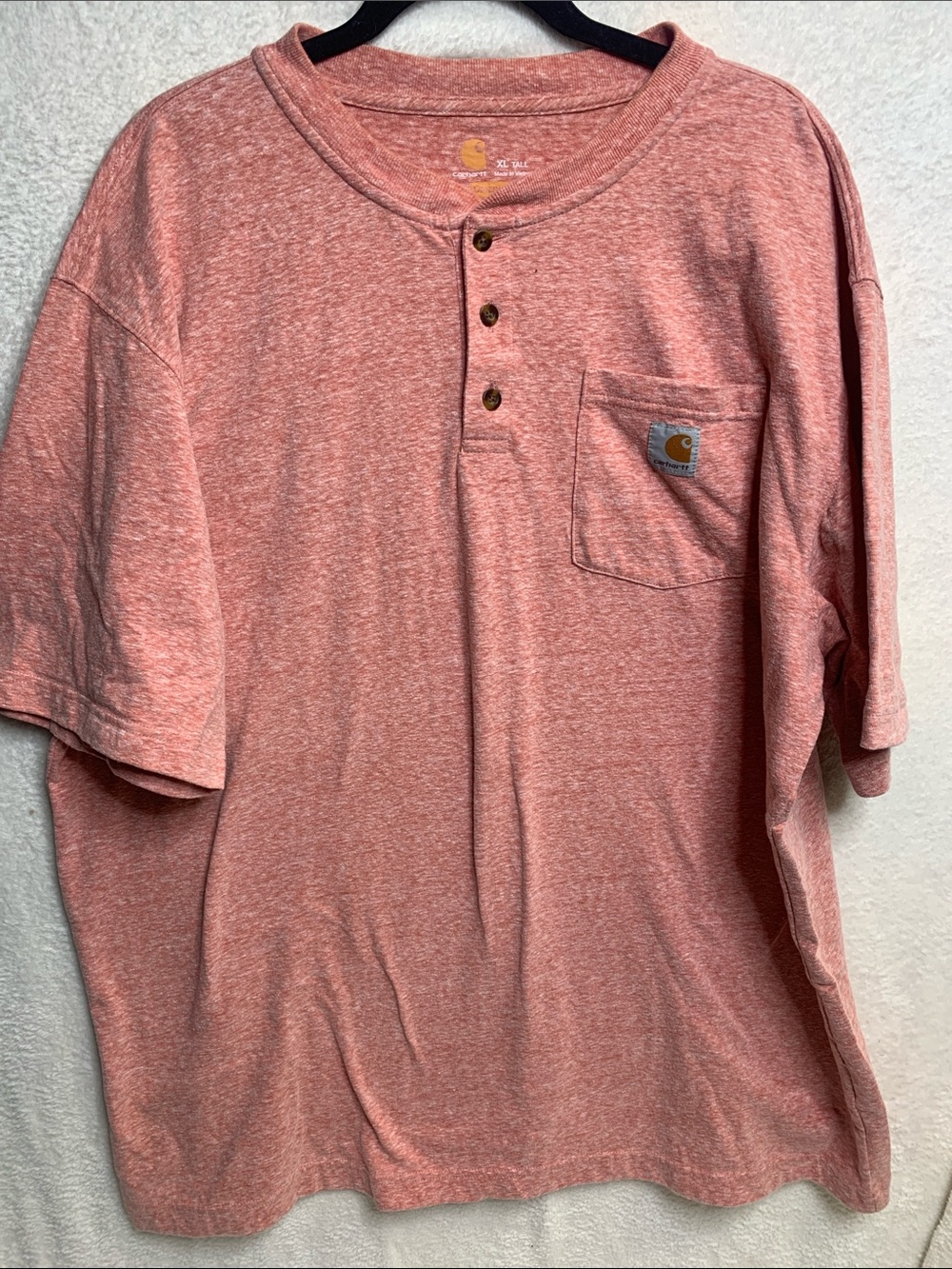 Carhartt Men’s Heather Salmon Short-Sleeve Henley Pocket Tee